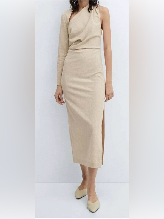 Mango Dresses & Skirts - Mango One-Shoulder Midi Skirt Dress in Beige